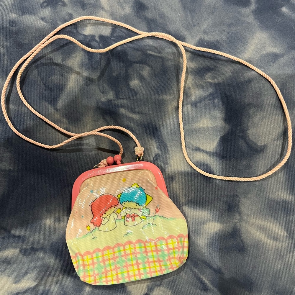 Vintage Little Twin Stars SANRIO Japan Coin Purse Bag Wallet Pink Pastel Kawaii